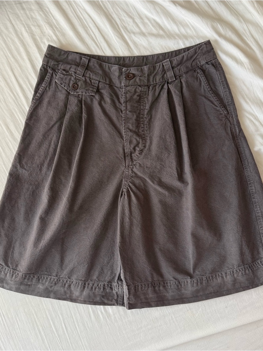 Free People Pleated Wide Leg Chino Shorts Cotton Linen Gray Size 4